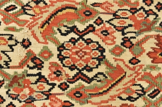 The Kurds of Senna produce kilim of very sophisticated construction. Their rugs have easily identifying characteristics : fields of repeating floral pattern, cotton warps and wool weft, very fine slitweave with extra  ...