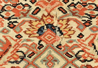 The Kurds of Senna produce kilim of very sophisticated construction. Their rugs have easily identifying characteristics : fields of repeating floral pattern, cotton warps and wool weft, very fine slitweave with extra  ...