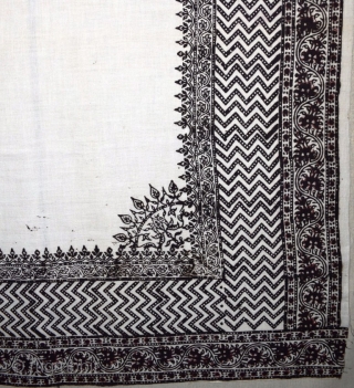 A Sanganeri hand block printed square Rumal (handkerchief or scarf). Size: 102 X 106 cms. Date: Possibly 1900 AD ( date and place marking not clear). Sorry SOLD !    