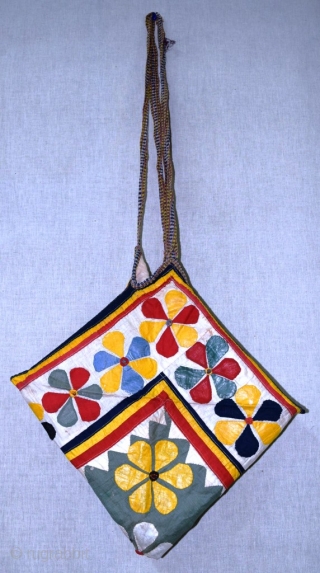 A hand stitched "POTLI" or bag for hanging ladies kick-knacks. Sekhawati area.
Date: 1910/20. Size: 47 cms X 47 cms. Length when hanged: 94 cms. It is meant to hang from ceiling.   ...