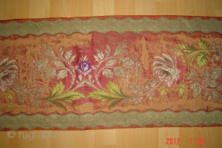 European silver thread 
Embroidery on silk
129cmx34cm
pazyryk antigue amsterdam                         