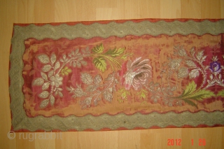 European silver thread 
Embroidery on silk
129cmx34cm
pazyryk antigue amsterdam                         