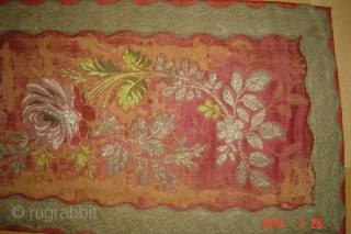 European silver thread 
Embroidery on silk
129cmx34cm
pazyryk antigue amsterdam                         