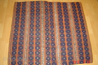 1930 south sumatra?
114cm x 108cm
with myriad mica mirrors
 very fine embroidery on very fine ikat cotton
natural colours pazyryk antique              