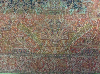 Rare antique paisley shawl with full figural design of peacock and architectural design size 11.5 x 5.5                