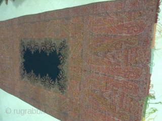 Rare antique paisley shawl with full figural design of peacock and architectural design size 11.5 x 5.5                
