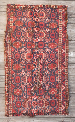 Turkmen Beshir fragment as found ( cut/shut/ blisted ) 102 x 170 cm / 3'4'' x 5'6''                