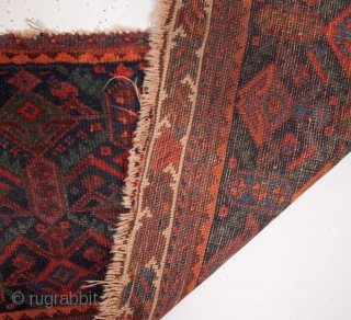 Persian Possibly a fragment of a bag with great colours needing a bath 
40 x 95 cm / 15 x 37 inches           