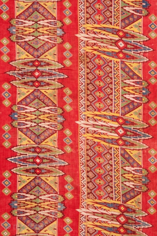 Late 19th C. Russian Roller Printed Cotton Cloth 92 x 255 cm                     