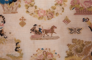 European Finely Embroidered Sampler with the initials of the embroiderer and dated 1856
39 x 34 cm / 15 x 13 inches            