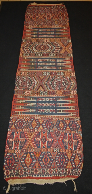 early kurdish east anatolian Kelim, size 367x095cm                          