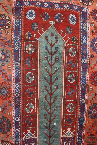 East anatolian kurdish rug, Sivas?, around 1800, great design, ends rewoven, small spots of repaired holes, fantastic Colors, size: 307x112cm             