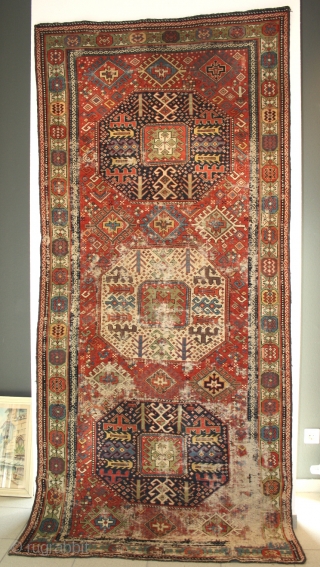 Early caucasian Chajli rug, with beautiful brilliant colors and great design, 260x116cm                     