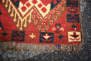 Antique Turkmen trapping, with rare drawing, fantastic wool quality, and beautiful all natural colors, size: 134x047cm                 