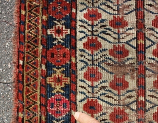 Early Beshir prayer rug , with rare design and silk Highlights, size:184x107cm                     