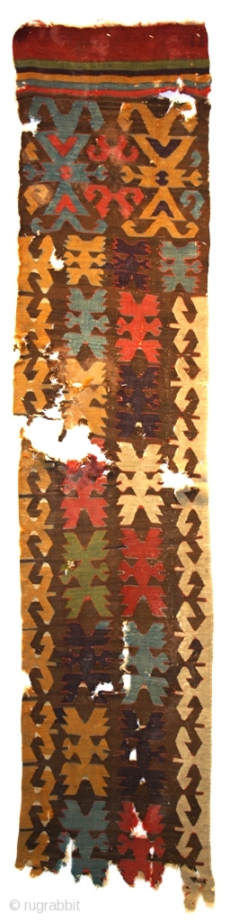 untouched beautiful anatolian Kilim fragment, superb colors, needs conservation, size: 186x42cm, http://www.serkansari.com/                     