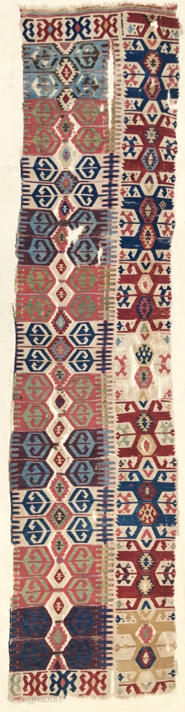 Early Anatolian kilim half with great colors 
                         