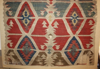 Anatolian Kilim fragment with good age, colors and graphic, museum quality mounted on canvas, size: 165x66cm                 