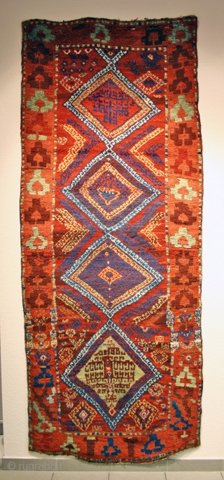 more pics !!!!! Wild east Anatolian Kurdish rug, from 2. half 19th century, in great condition with lustrous high  pile, crazy drawing,  beautiful natural colors, size:231x93cm     