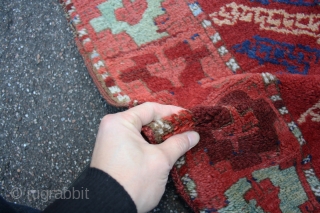 more pics !!!!! Wild east Anatolian Kurdish rug, from 2. half 19th century, in great condition with lustrous high  pile, crazy drawing,  beautiful natural colors, size:231x93cm     