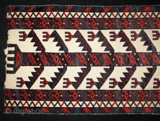 Great turkmen tentband Fragment with fantastic natural Colors and super graphic, size: 162x40cm                    