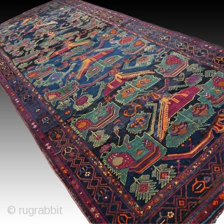 Large antique late 19th cen. Caucasian Karabagh Kazak rug. Good condition for it's age, with normal wear and old restorations. Wool on wool. Rare design. Size approx. 430 x 195 cm /  ...