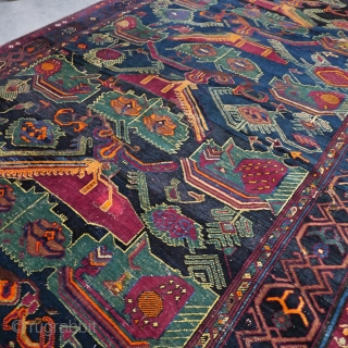 Large antique late 19th cen. Caucasian Karabagh Kazak rug. Good condition for it's age, with normal wear and old restorations. Wool on wool. Rare design. Size approx. 430 x 195 cm /  ...