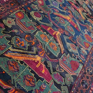 Large antique late 19th cen. Caucasian Karabagh Kazak rug. Good condition for it's age, with normal wear and old restorations. Wool on wool. Rare design. Size approx. 430 x 195 cm /  ...