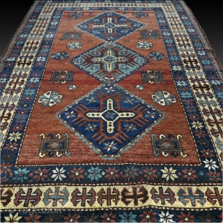 Antique Caucasian Kazak rug. Early 1900s. Very good condition for it's age, light wear and nice pile. Wool on wool. Size approx. 187 x 134 cm / 6.1 x 4.4 ft.  