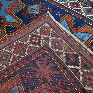 Antique early 1900s Caucasian Star Kazak rug. Very good condition for it's age, wonderful pile. Wool on wool. Size approx. 225 x 140 cm.         