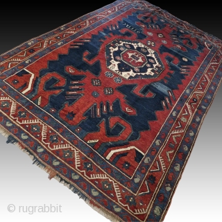 Antique Caucasian Karabagh rug. Dated 1930. Very good condition for it's age. Light signs of use. Wool on wool. Size approx. 272 x 170 cm / 8.9 x 5.6 ft.   