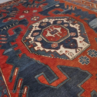 Antique Caucasian Karabagh rug. Dated 1930. Very good condition for it's age. Light signs of use. Wool on wool. Size approx. 272 x 170 cm / 8.9 x 5.6 ft.   