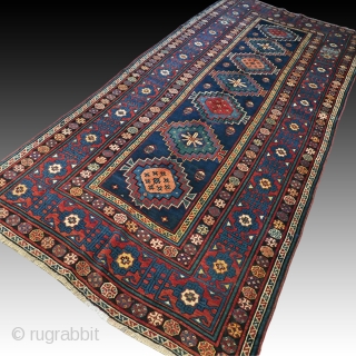 Antique Caucasian Kazak - late 19th century. Very good condition for it's age. Some restorations. Size 289 x 132 cm / 9.5 x 4.3 ft.        