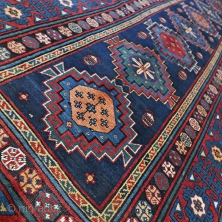 Antique Caucasian Kazak - late 19th century. Very good condition for it's age. Some restorations. Size 289 x 132 cm / 9.5 x 4.3 ft.        