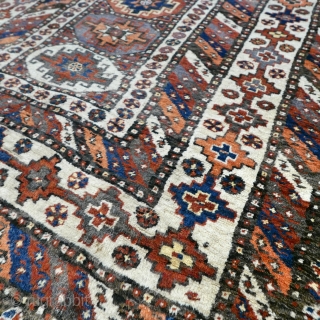 Antique Shahsevan rug. Late 1800s. Very good used condition for it's age, with normal signs of wear. Wool on wool. Size 327 x 145 cm / 10.7 x 4.8 ft.   