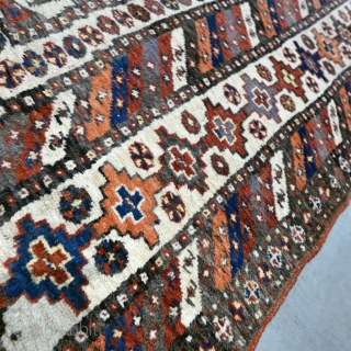 Antique Shahsevan rug. Late 1800s. Very good used condition for it's age, with normal signs of wear. Wool on wool. Size 327 x 145 cm / 10.7 x 4.8 ft.   