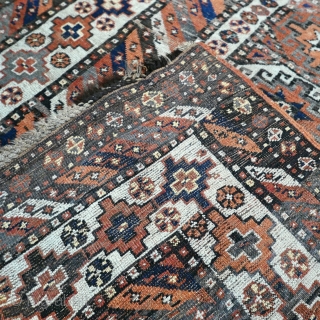 Antique Shahsevan rug. Late 1800s. Very good used condition for it's age, with normal signs of wear. Wool on wool. Size 327 x 145 cm / 10.7 x 4.8 ft.   