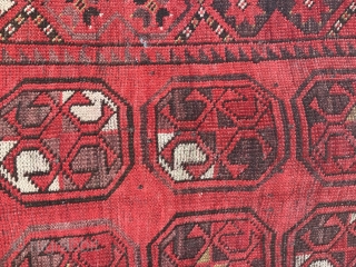 Turkmen carpet "Beshir", long path, very rare, apparently weaved for some palaces, circa 1900, antiques, 85x 560 (cm)
    Knots, warp and weft are blended with hand-spun and goat hair.  ...