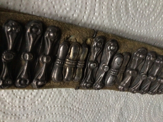 antique belt Karakalpakstan, silver, leather, engraving, stamp, notch, casting, 1900-1920  sizes: 3.5-96cm.  This women's dress belt is in very good condition.          