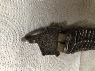 antique belt Karakalpakstan, silver, leather, engraving, stamp, notch, casting, 1900-1920  sizes: 3.5-96cm.  This women's dress belt is in very good condition.          