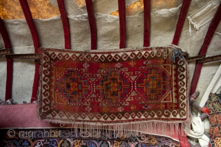 Kazakhstan, Cenral Asian ( non-Turkmen), pillow outdoor in Yurt,wool weaving, 90 x 45 cm.                   