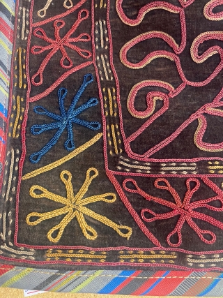 antique Kyrgyz ayakkap, silk, velvet, embroidery, in excellent condition 60 * 60 cm. Replaced the back.  1890-1900               