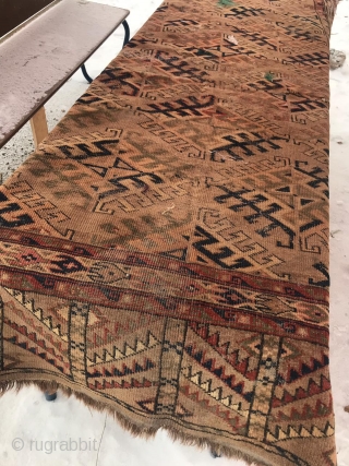 Turkmen-yomud, 1890-1900, size-120X260 cm.requires restoration, need to wash                         