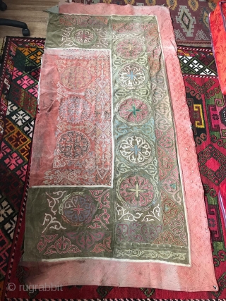 Kazakh, tuskiiz, East Kazakhstan,carpet on the wall of the Yurt (embroidery) 1930-40, 200X110.                    