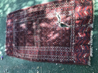 Antique, Turkmen Ensi Rug Size.165 X90cm.
sewn, missing a piece in the middle                     