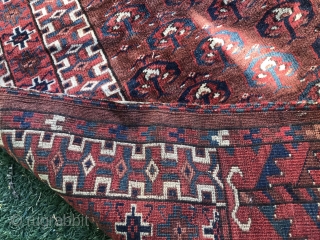 Antique, Turkmen Ensi Rug Size.165 X90cm.
sewn, missing a piece in the middle                     