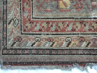 Uyghur antique carpet, East Turkestan, small defect, about a hundred years old                     