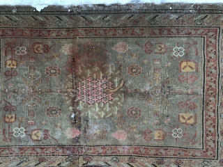 Uyghur antique carpet, East Turkestan, small defect, about a hundred years old                     