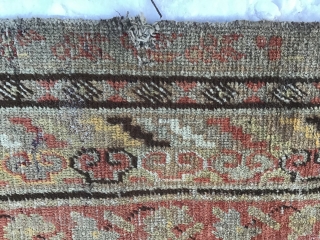 Uyghur antique carpet, East Turkestan, small defect, about a hundred years old                     