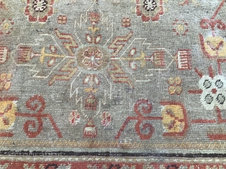 Uyghur antique carpet, East Turkestan, small defect, about a hundred years old                     